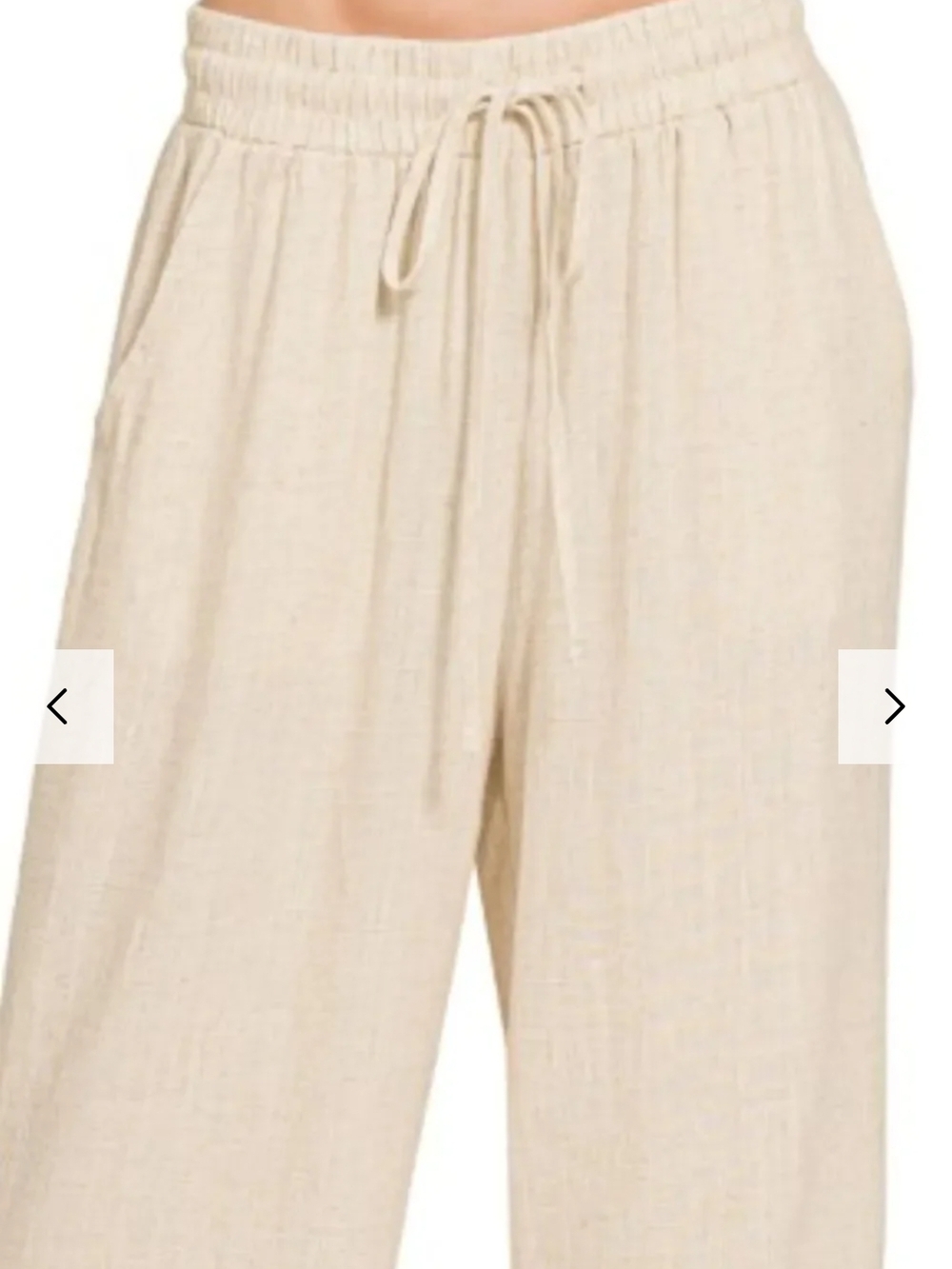 Zenana Outfitters Cream Wide-Leg Drawstring Pants - Picture 2 of 9